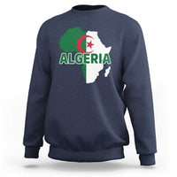 Algeria Algerian Pride Map of Africa Heritage Graphic Sweatshirt Patriotic North African Roots National Flag