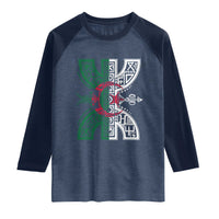 Algeria Amazigh Berber Yaz Symbol Algerian Flag Heritage Graphic Raglan Shirt Traditional North African Tribal Culture Art