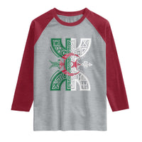 Algeria Amazigh Berber Yaz Symbol Algerian Flag Heritage Graphic Raglan Shirt Traditional North African Tribal Culture Art