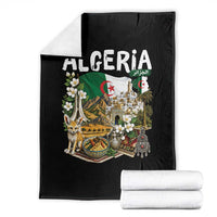 Algeria Algerian Culture and Landmarks Collage Graphic Throw Blanket Proud Fennec Fox Heritage and Arabic Calligraphy
