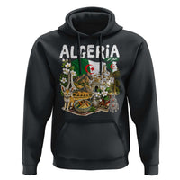 Algeria Algerian Culture and Landmarks Collage Graphic Hoodie Proud Fennec Fox Heritage and Arabic Calligraphy