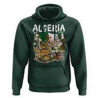 Algeria Algerian Culture and Landmarks Collage Graphic Hoodie Proud Fennec Fox Heritage and Arabic Calligraphy