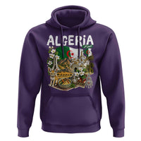 Algeria Algerian Culture and Landmarks Collage Graphic Hoodie Proud Fennec Fox Heritage and Arabic Calligraphy