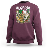 Algeria Algerian Culture and Landmarks Collage Graphic Sweatshirt Proud Fennec Fox Heritage and Arabic Calligraphy