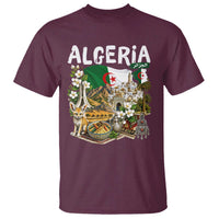 Algeria Algerian Culture and Landmarks Collage Graphic T Shirt Proud Fennec Fox Heritage and Arabic Calligraphy
