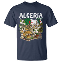 Algeria Algerian Culture and Landmarks Collage Graphic T Shirt Proud Fennec Fox Heritage and Arabic Calligraphy