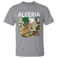 Algeria Algerian Culture and Landmarks Collage Graphic T Shirt Proud Fennec Fox Heritage and Arabic Calligraphy