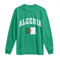 Classic Algeria Varsity Athletic Style Long Sleeve Shirt Proud Patriotic Algerian Flag