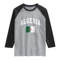 Classic Algeria Varsity Athletic Style Raglan Shirt Proud Patriotic Algerian Flag