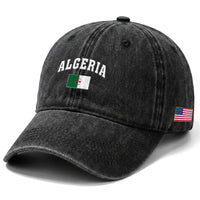 Classic Algeria Varsity Athletic Style Washed Cotton Baseball Cap Proud Patriotic Algerian Flag