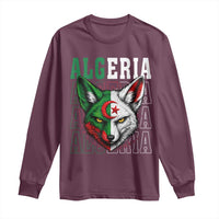 Algerian Fennec Fox Face Algeria National Flag Graphic Long Sleeve Shirt Proud North African Desert Animal