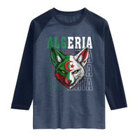 Algerian Fennec Fox Face Algeria National Flag Graphic Raglan Shirt Proud North African Desert Animal