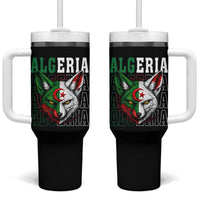 Algerian Fennec Fox Face Algeria National Flag Graphic Tumbler With Handle Proud North African Desert Animal
