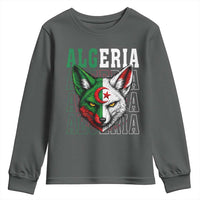 Algerian Fennec Fox Face Algeria National Flag Graphic Youth Sweatshirt Proud North African Desert Animal
