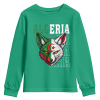 Algerian Fennec Fox Face Algeria National Flag Graphic Youth Sweatshirt Proud North African Desert Animal