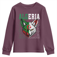 Algerian Fennec Fox Face Algeria National Flag Graphic Youth Sweatshirt Proud North African Desert Animal