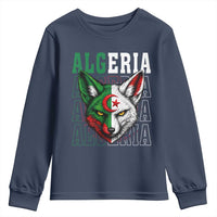 Algerian Fennec Fox Face Algeria National Flag Graphic Youth Sweatshirt Proud North African Desert Animal