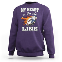 Football Mom Sweatshirt My Heart Is On That Line Rugby Player - Wonder Print Shop