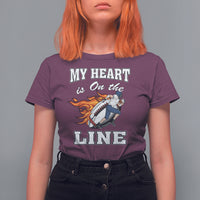 Football Mom T Shirt For Women My Heart Is On That Line Rugby Player - Wonder Print Shop