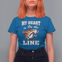 Football Mom T Shirt For Women My Heart Is On That Line Rugby Player - Wonder Print Shop