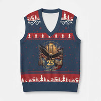 Patriotic American Eagle 9 11 Memorial 25th Anniversary V-Neck Knit Sweater Vest 25 Years 2021 2026 Never Forget