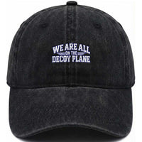We Are All On The Decoy Plane Theories Aviator Wings Blue Washed Cotton Baseball Cap Funny Satirical Meme Conspiracy Commentary