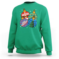 Retro Groovy Merry Christmas Ornament Ho Ho Ho Sweatshirt - Wonder Print Shop