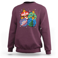 Retro Groovy Merry Christmas Ornament Ho Ho Ho Sweatshirt - Wonder Print Shop