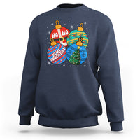 Retro Groovy Merry Christmas Ornament Ho Ho Ho Sweatshirt - Wonder Print Shop