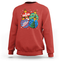 Retro Groovy Merry Christmas Ornament Ho Ho Ho Sweatshirt - Wonder Print Shop
