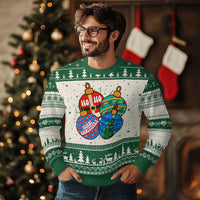 Retro Groovy Merry Christmas Ornament Ho Ho Ho Ugly Christmas Sweater - Wonder Print Shop