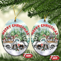 Gnome Christmas Ceramic Ornament Merry Christmas Pickup Truck Gnomies - Wonder Print Shop