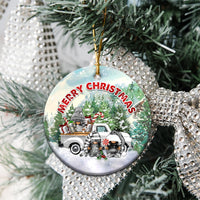 Gnome Christmas Ceramic Ornament Merry Christmas Pickup Truck Gnomies - Wonder Print Shop