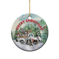 Gnome Christmas Ceramic Ornament Merry Christmas Pickup Truck Gnomies - Wonder Print Shop