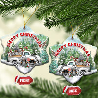 Gnome Christmas Ceramic Ornament Merry Christmas Pickup Truck Gnomies - Wonder Print Shop