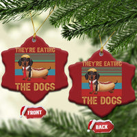 Funny Hot Dog Lover Christmas Ornament They're Eating The Dogs Dachshund - Wonder Print Shop