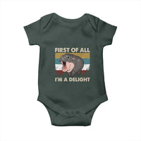Funny Screaming Moo Deng Baby Onesie First Of All I'm A Delight Retro Vintage