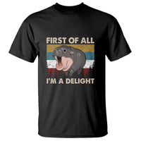 Funny Screaming Moo Deng T Shirt First Of All I'm A Delight Retro Vintage - Wonder Print Shop