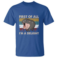 Funny Screaming Moo Deng T Shirt First Of All I'm A Delight Retro Vintage - Wonder Print Shop