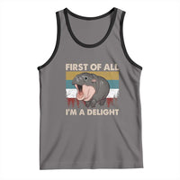 Funny Screaming Moo Deng Tank Top First Of All I'm A Delight Retro Vintage