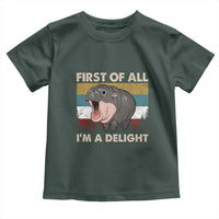 Funny Screaming Moo Deng Toddler T Shirt First Of All I'm A Delight Retro Vintage