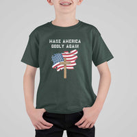 Christian Faith T Shirt For Kid Make America Godly Again American Flag - Wonder Print Shop