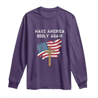 Christian Faith Long Sleeve Shirt Make America Godly Again American Flag