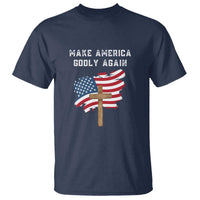 Christian Faith T Shirt Make America Godly Again American Flag - Wonder Print Shop