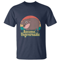 Funny Baby Hippo Moo Deng T Shirt Become Ungovernable Retro - Wonder Print Shop