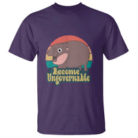 Funny Baby Hippo Moo Deng T Shirt Become Ungovernable Retro - Wonder Print Shop