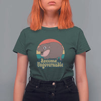 Funny Baby Hippo Moo Deng T Shirt For Women Become Ungovernable Retro - Wonder Print Shop
