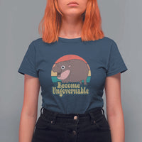 Funny Baby Hippo Moo Deng T Shirt For Women Become Ungovernable Retro - Wonder Print Shop