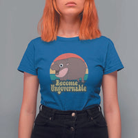 Funny Baby Hippo Moo Deng T Shirt For Women Become Ungovernable Retro - Wonder Print Shop