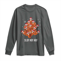 Funny Sloth Christmas Tree Long Sleeve Shirt Slo Ho Ho Ho Santa Hat